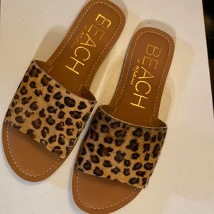 Leopard flat sandals size 9
